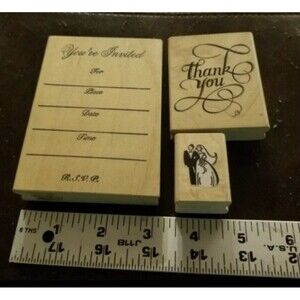 Lot of 3 wedding theme mounted rubber stamps